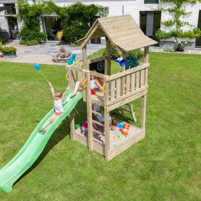 wooden blue rabbit playtower pagoda with slide